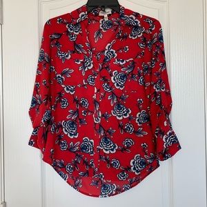 Express Floral Blouse-red